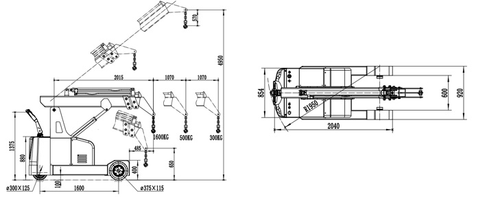 全電動液壓小吊車尺寸圖 全電動液壓小吊車尺寸圖